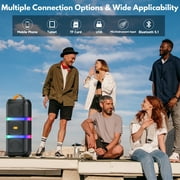 JYX Karaoke Machine for Aldult, Portable Speaker Bluetooth for Outdoor Parties with 2 Microphones, 3 Subwoofer, T29-T