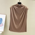 thumbnail image 2 of 2025 Femmes Col Roulé Sans Manches Coton 4X Femmes Haut Uni Décontracté Ample Tunique 3TG Hauts Femmes Haut T-Shirt, 2 of 4