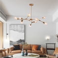 thumbnail image 3 of Lighting Modern Sputnik Chandelier Brushed Brass Hanging Lamp Industrial Flush Mount Ceiling Light Fixture Adjustable Hanging Lamp for Living Room (Gold), 3 of 4