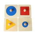 thumbnail image 2 of Rompecabezas geométrico de 4 piezas Montessori, rompecabezas de múltiples formas, botón de madera, material de aprendizaje preescolar, juguetes educativos., 2 of 8