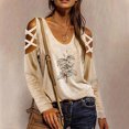 thumbnail image 1 of Haut Blouse Chemise Sans Bretelles à Manches Longues Croisées à Col Rond pour Femme avec Imprimé, 1 of 5