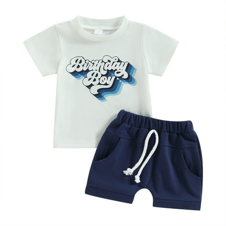

First Birthday Boy Outfit One Birthday Outfit Short Sleeve Letter Print Shirt Short Pants Baby Boy Summer Clothes 6M 12M 18M 24M