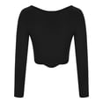 thumbnail image 4 of FAIWAD Women's Long Sleeve Top Round Neck Solid Color Slim Stretch Lightweight Cop Tops, 4 of 6