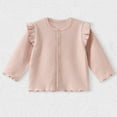 thumbnail image 5 of AHTJRT Crewneck Shirts for Girls Button Down Ruffle Flounce Long Sleeves Tee Tops 2026 Fall Spring Casual Lounge Outdoor Cardigans Pink 1-2 Years, 5 of 8