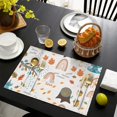 thumbnail image 3 of White Boho Bohemia Rainbow Autumn Leaves Trees Pattern Summer Placemats Table Placemats Set Of 6-Linen Kitchen Washable Placemats Table Mats 11.8"x17.7" Non-Slip Heat Resistant, 3 of 5
