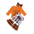 thumbnail image 1 of Qiylii Baby Girls Clothing Set Letter T-Shirt+Pumpkin Flared Trousers+Headband, 1 of 6
