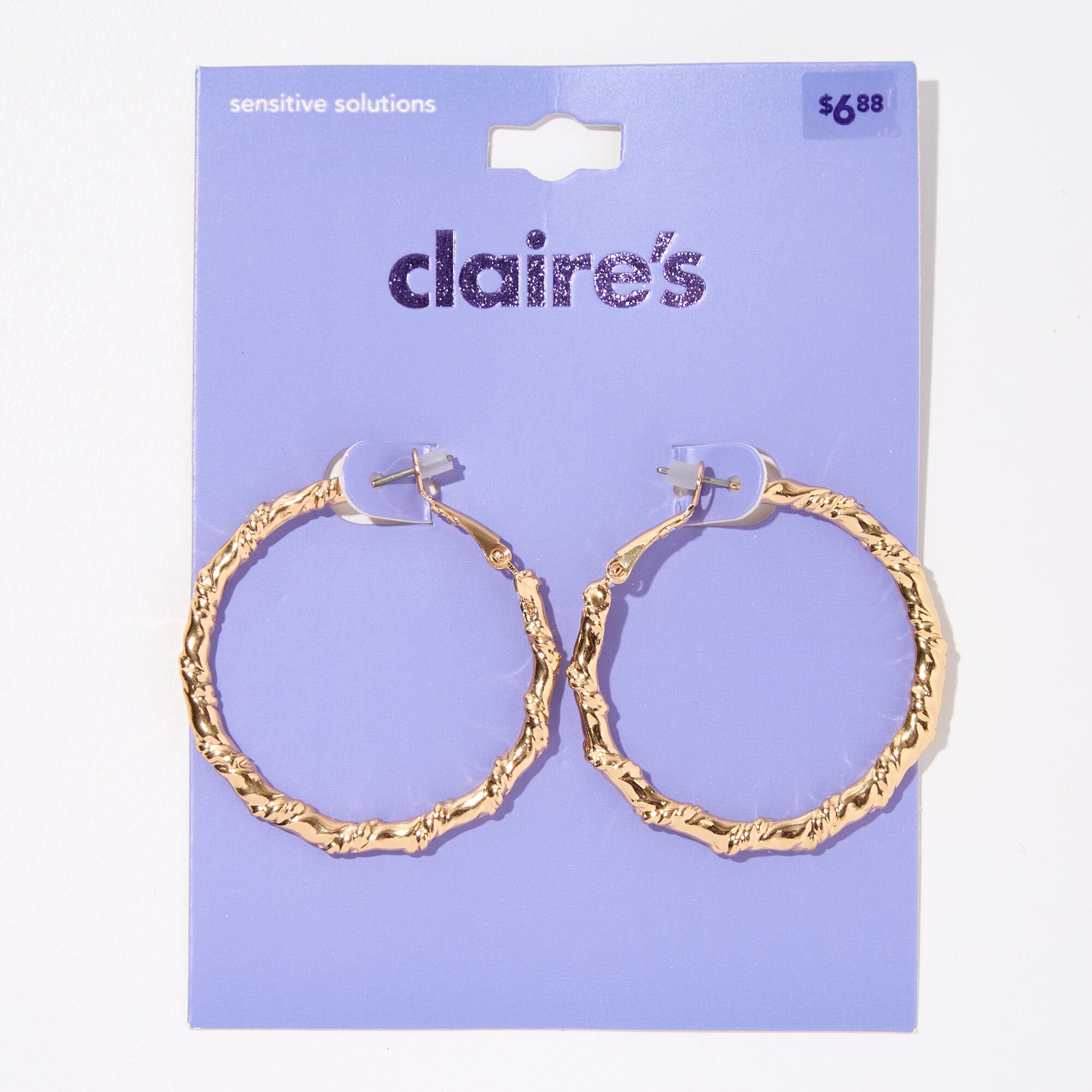 Claire's Silver 40MM Twist Hoop Earrings, Clutchback Closure