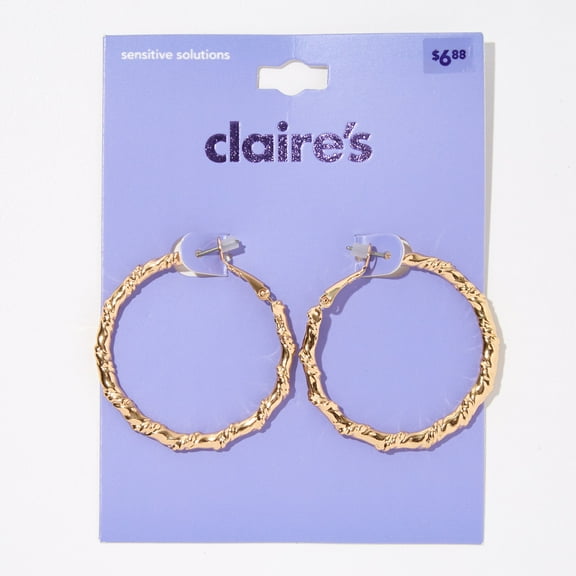 Claire's Gold 40MM Twist Hoop Clutchback Earrings