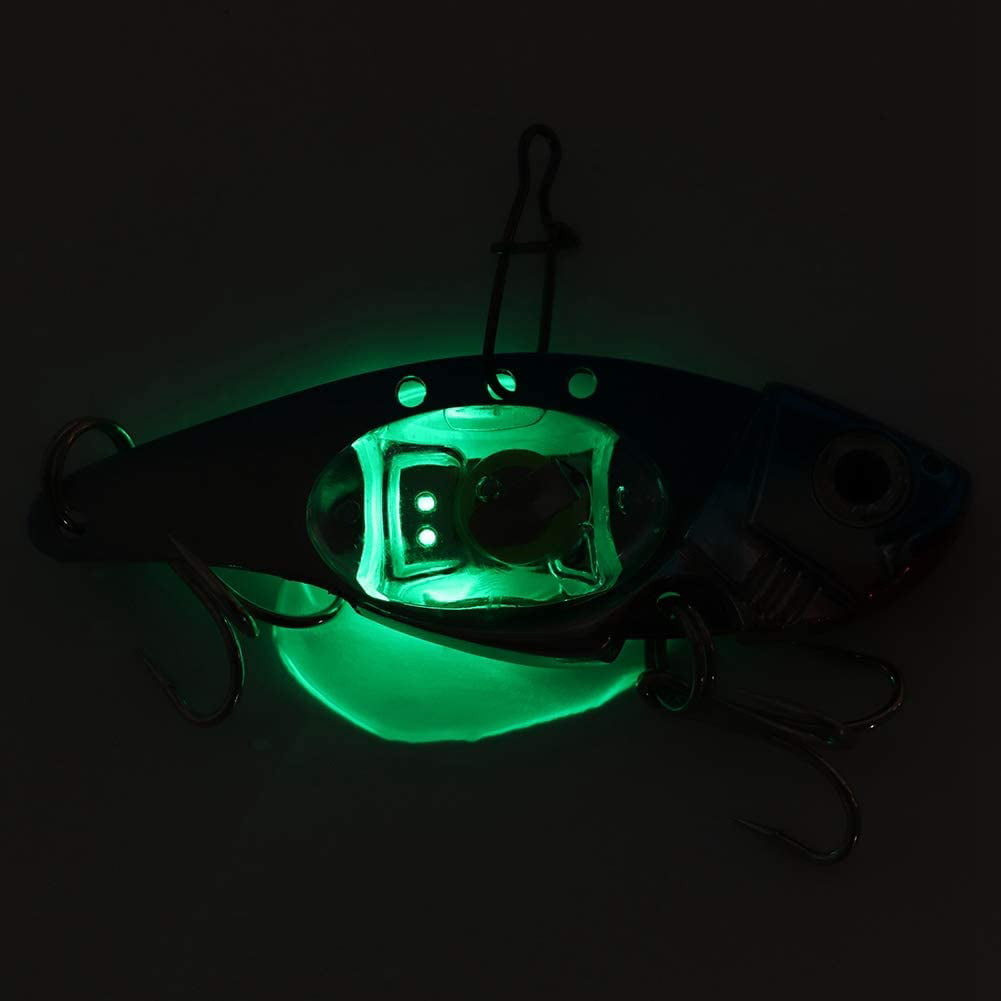Fishing Gear Durable Fishing Bait LED 4 Lighting Colors Underwater with Treble Hook LED Light for Rockfish for Salmon for Lingcod for Halibut 