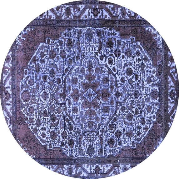 Ahgly Company Indoor Round Oriental Blue Industrial Area Rugs, 6' Round