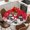 Red White, variant on Black Christmas Round Tablecloth, Fitted Table Cover with Elastic for 36"-44" Round Tables, Snowman Snowflake Winter Birds Table Cloth Outdoor Indoor Dinning Party Waterproof Tablecloths