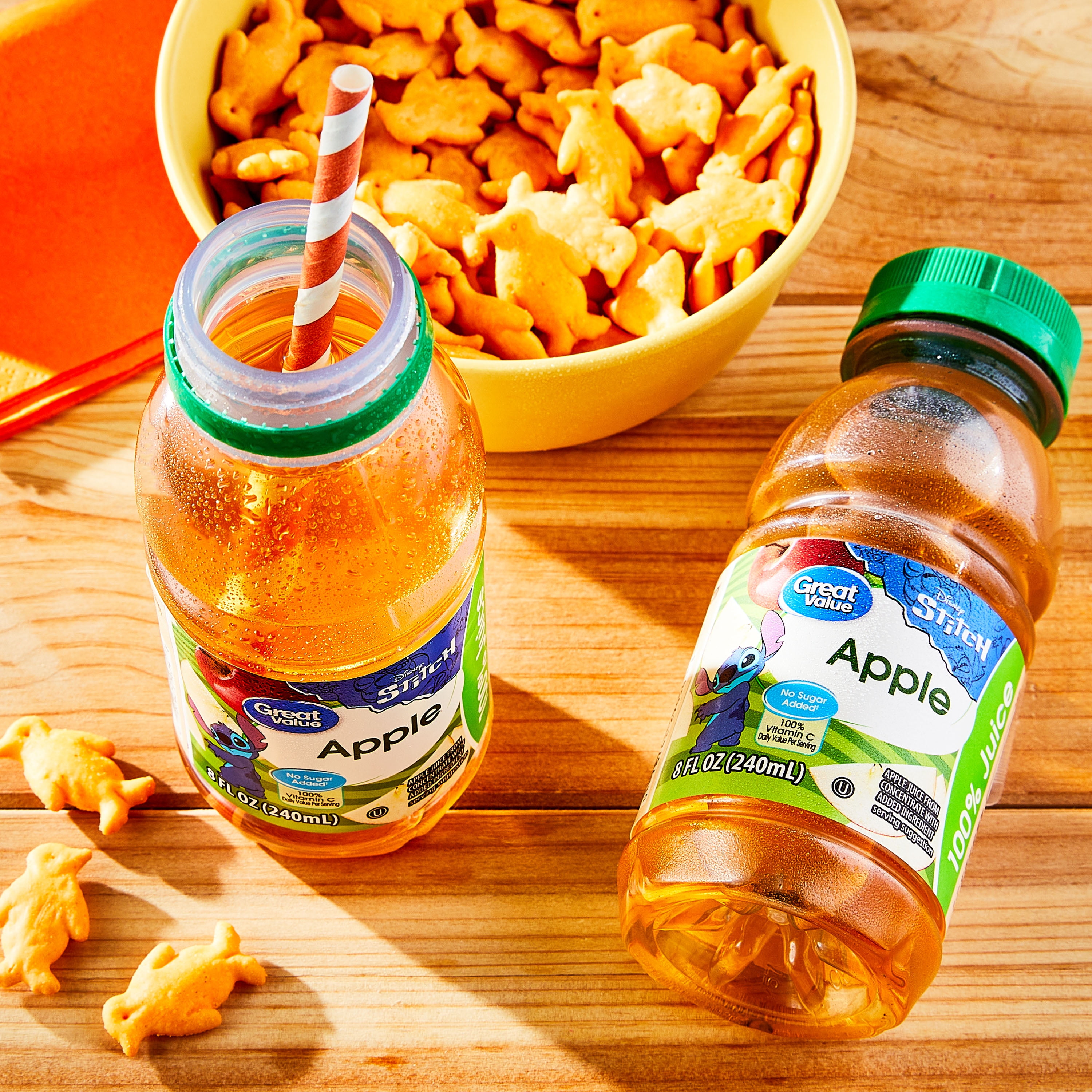 Great Value Apple Juice, Featuring Stitch, 8 fl oz, 6 Count