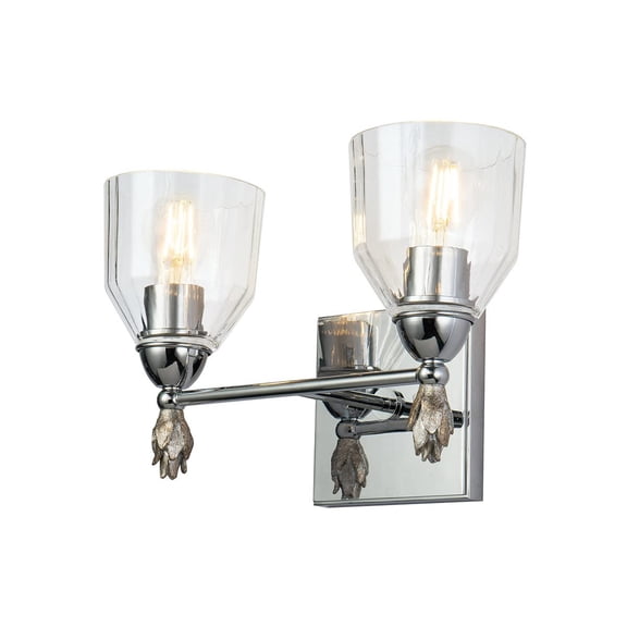 Lucas McKearn Felice 2-light Silver Flame-shaped Bath Vanity Light in Chrome