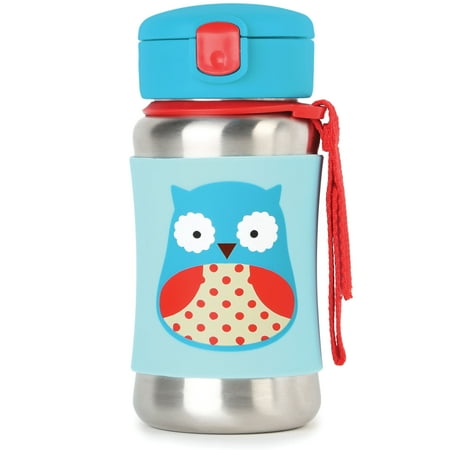 Skip Hop Zoo Stainless Steel Straw Bottle, Owl