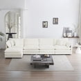 thumbnail image 3 of Shaped Oversized Sectional Sofa Modern Deep Seat Reversible Chaise Sofa&Couch with Movable Ottoman, Modular Sleeper Upholstered Couch for Living Room, Apartment, Studio, Office, 146.5", White/L, 3 of 18