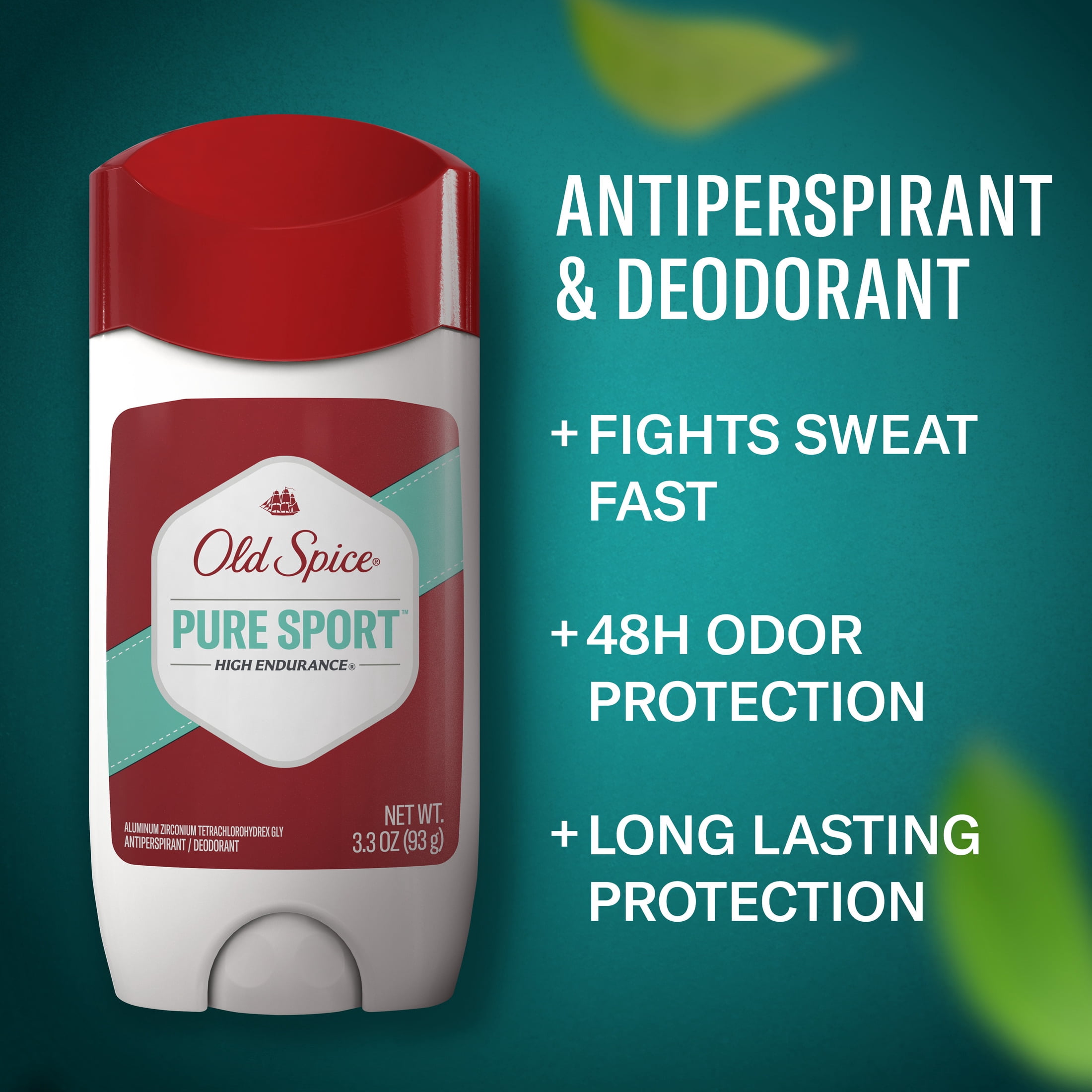 (2 pack) Old Spice Deodorant for Men, Antiperspirant, Pure Sport, 24/7 Sweat & Odor Protection, 3.3 oz, 3-Pack