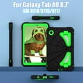 thumbnail image 3 of JTCASES for Samsung Galaxy Tab A9 8.7" 2023 SM-T550 SM-P550 Case, Pencil Holder Sliicone Back Cover, Tri-layer Hybird Fodable Bracket Kid-friendly Heavy Duty Shockproof Stand Cover, Black+Green, 3 of 8