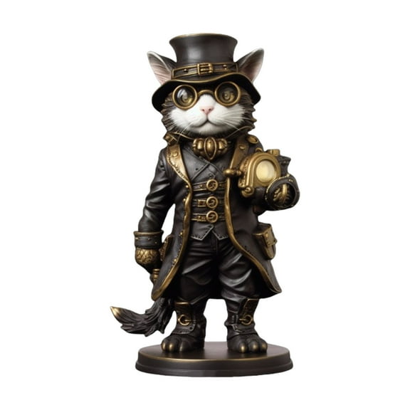 Artistic Vintage Victorian Cats Statue Resins Craft Inventor Kitten Figurine For Bookshelves Dashboards Holiday Display