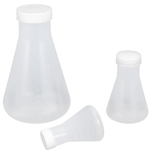 WEAVILUX chemistry flasks Flask White Plastic for Laboratory Equipment Stable Placement 1 Set