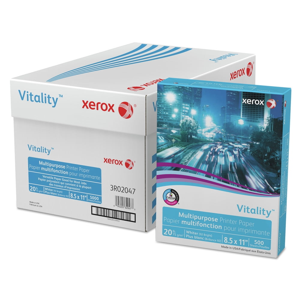 Xerox 3R02047 Vitality Multipurpose Printer Paper, 8 1/2 X 11, White