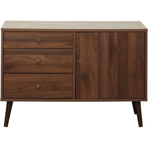 TMS Carroll 40” Wide Mid Century Modern Dining Room Sideboard Buffet, Walnut Finish