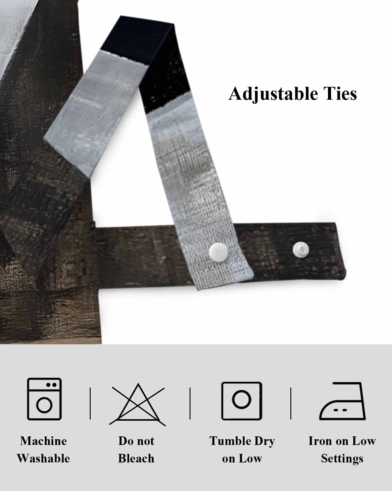 Abstract Black Brown White Tie Up Valances Curtain, Modern Art Brown Grey Kitchen Valances for Windows Decor, Rod Pocket Short Curtains Set for Bedroom/Bathroom, 60"x18"