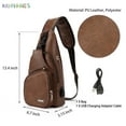 thumbnail image 4 of BadPiggies Men's PU Leather Sling Bags Small Chest Shoulder Crossbody Messenger Travel Hiking Multipurpose Daypack Backpack (Dark Brown), 4 of 10