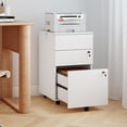 thumbnail image 2 of Gymax 3-Drawer File Cabinet Rolling File Organizer w/ Lock & 4 Keys for Letter/Legal/A4 White, 2 of 10