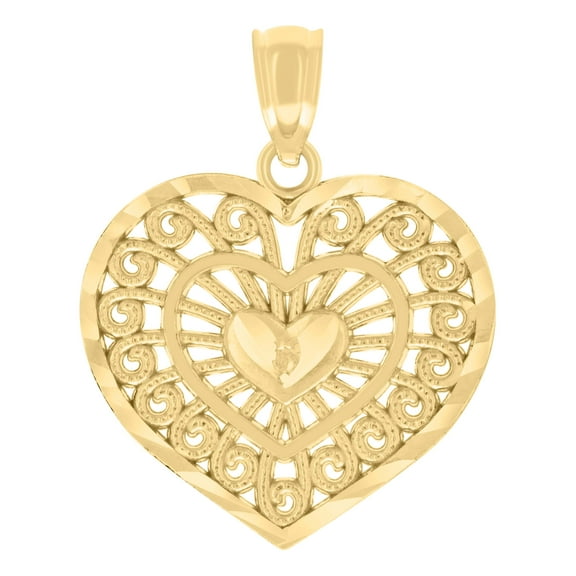14k Yellow Gold Womens Heart Charm Pendant