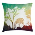 thumbnail image 1 of Wildlife Decor Throw Pillow Cushion Cover, Digital Zebra Figure in Fractal Display Vivid Colors A Look at Kenya Illustration, Decorative Square Accent Pillow Case, 18 X 18 Inches, Multi, by Ambesonne, 1 of 2