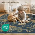 thumbnail image 4 of ODIKA 4'x6' Blue Deep Vintage Floral Elegance Washable Area Rug Intricate Botanical Pattern with Classic Charm for Home Office, Under Desk, Non-Slip Chair-Friendly, Flatwoven, 4 of 7