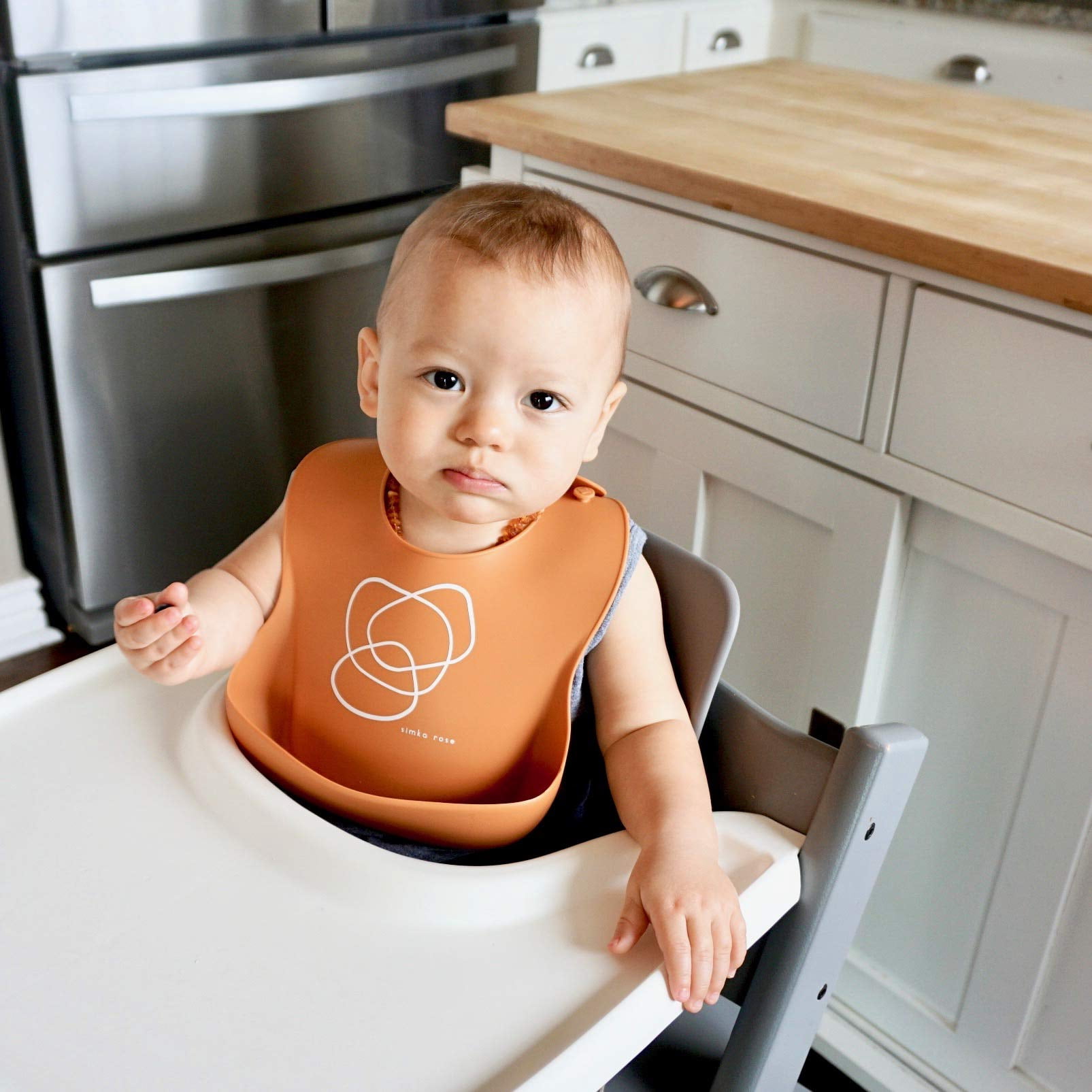 Simka Rose Silicone Baby Bibs - Waterproof Bib Set, Rust/Sand/Sage