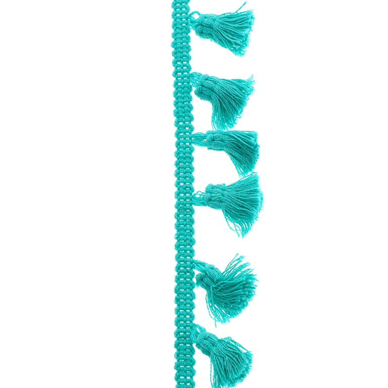 Simplicity Trim, Teal 1 1/4 inch Mini Tassel Fringe Trim Great for Apparel,  Home Decorating, and Crafts, 2 Yards, 1 Each