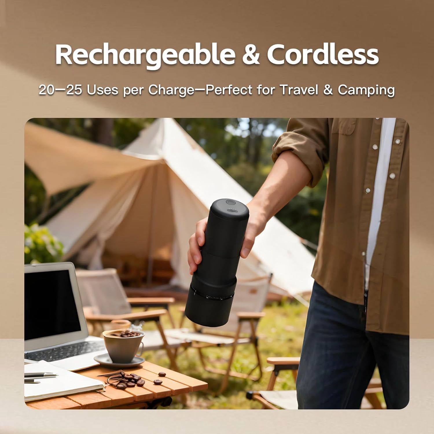 Portable Coffee Grinder, Rechargeable Cordless Conical Burr, Coffee Bean Grinder Electric with Stainless Steel Burrs, 80 Grind Settings, Espresso Grinder for Home Brewing & Travel Use