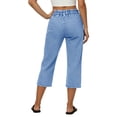 thumbnail image 3 of Tsesme Women’s Capris Jean Elastic Waist Straight Leg Denim Pants with Pockets Summer Casual Versatile Cropped Pants ,S, 3 of 9