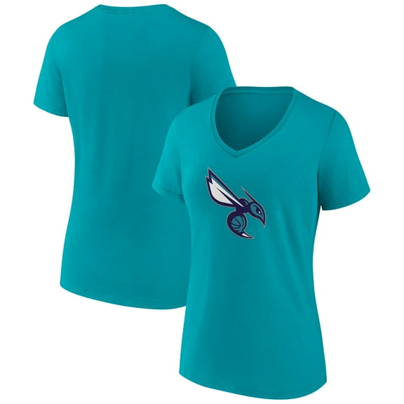 Women's Aqua Charlotte Hornets Alternate Logo V-Neck T-Shirt