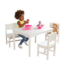 KidKraft Nantucket Wooden Table with Bench and 2 Chairs, Children's Furniture - White