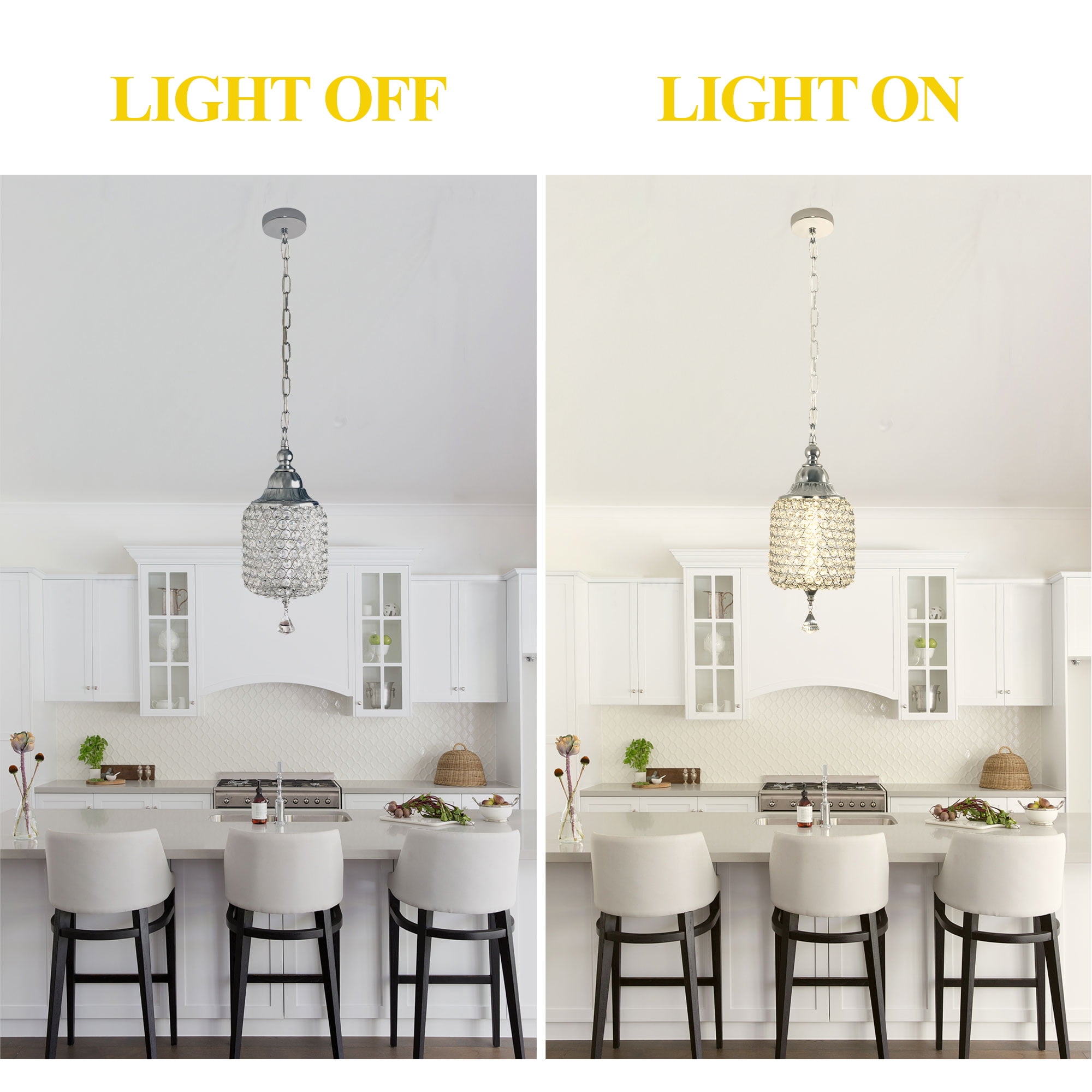Chords Attic 1-Light Crystal Pendant Lighting Adjustable LED Ceiling Hanging Light Fixtures Fixture for Kitchen Island