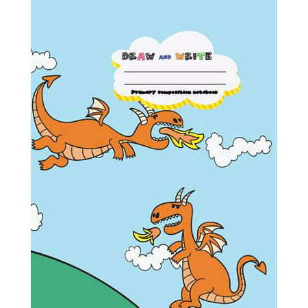 Draw and Write Primary Composition Notebook, 8 X 10 Inch 200 Page, Cute Dragon Fly on Blue Sky: Kids Composition Book Journal for Kindergarten