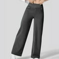 thumbnail image 3 of WTOBBY Women's High Waisted Wide Leg Stretch Jeans, Baggy Loose Straight Leg Denim Pants for Summer, Comfortable and Fashionable Trousers with Elastic Waist,Dark Gray M, 3 of 7