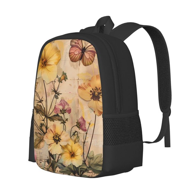 Balery Vintage Floral Butterfly Collage Mochila para hombre y mujer - Tela Oxford 600D resistente - Gran capacidad, resistente al agua, ideal para la escuela, viajes y senderismo