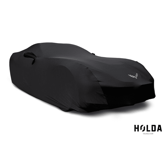 Holda HM3UVJ Black Custom Car Cover SuperStretch for C7 Corvette with C7 Flag licensed color logo
