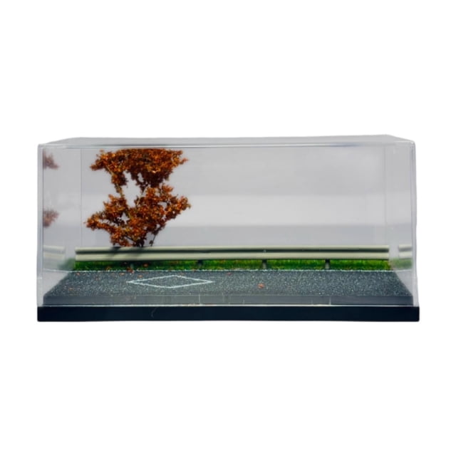 Vitrina para maquetas de vehículos a escala 1/64, protección para aparcamientos, cubierta transparente, caja de exhibición para autopistas en otoño