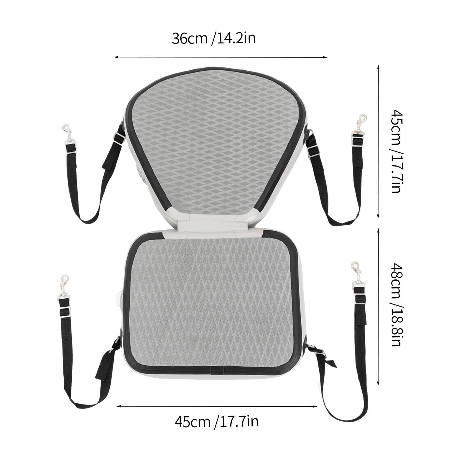 Grey Adjustable Kayak Seats, Thicken Seat Cushion for Kayak, Padded Kayak Seat With 304 Stainless Steel Hooks