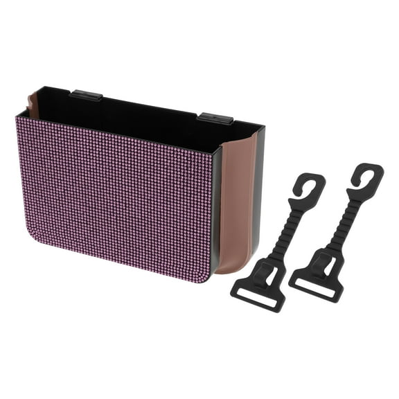 Unique Bargains Car Trash Can Portable Front Seats Trash Bin Pink 1 Pc 9.8" Length 3.2" Width 6.3" Height Faux Leather