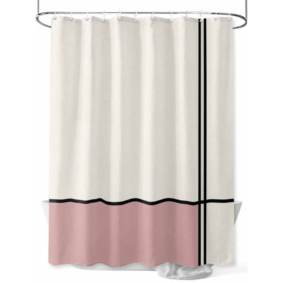 Shower Curtain Abstract Bathroom Curtains with Hooks, Waterproof Fabric Modern Pink Stripes Lines Bath Shower Curtains Set for Bathroom Bathtubs Decor 36x72 Inch