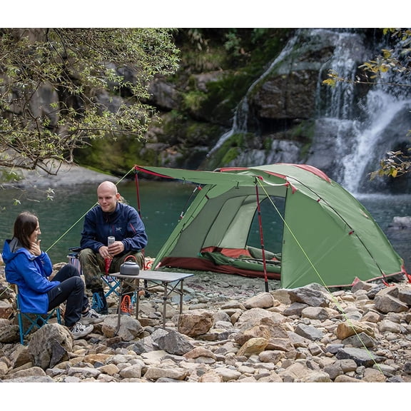 2/4 Person Camping Tent Outdoor Waterproof Family Large Tents 2/4 People Easy Setup Tent with Porch Double Layer