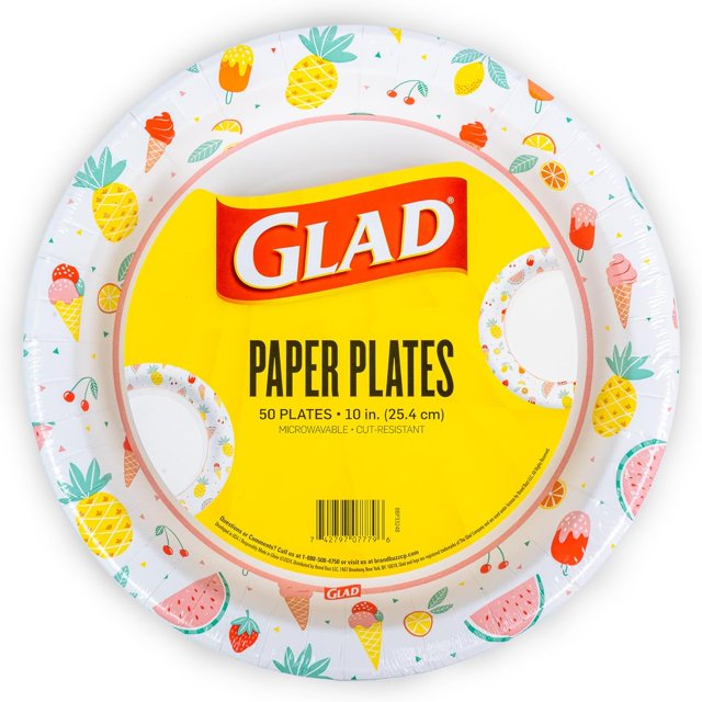 Assiettes en Papier Jetables Rondes, Motif Pique-Nique - Assiettes Décoratives Solides, Robustes, Résistantes à l'Eau et Micro-Ondables pour Dîner et Usage Quotidien, 10 Pouces, 50 Unités
