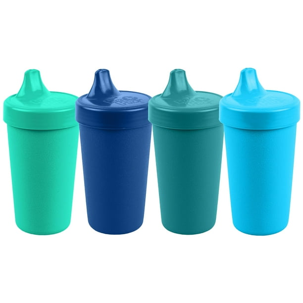 Reproducción Hecho en EE. UU. 10 Oz. Vasos para sorber para niños pequeños, paquete de 4 – Vasos reutilizables a prueba de derrames para niños, aptos para lavavajillas/microondas – Vasos para sorber c