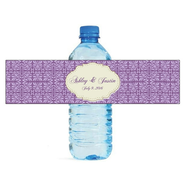 100 Lavender Pattern Wedding Anniversary Engagement Party Water Bottle labels Birthday Party Easy to Use Self Stick Labels